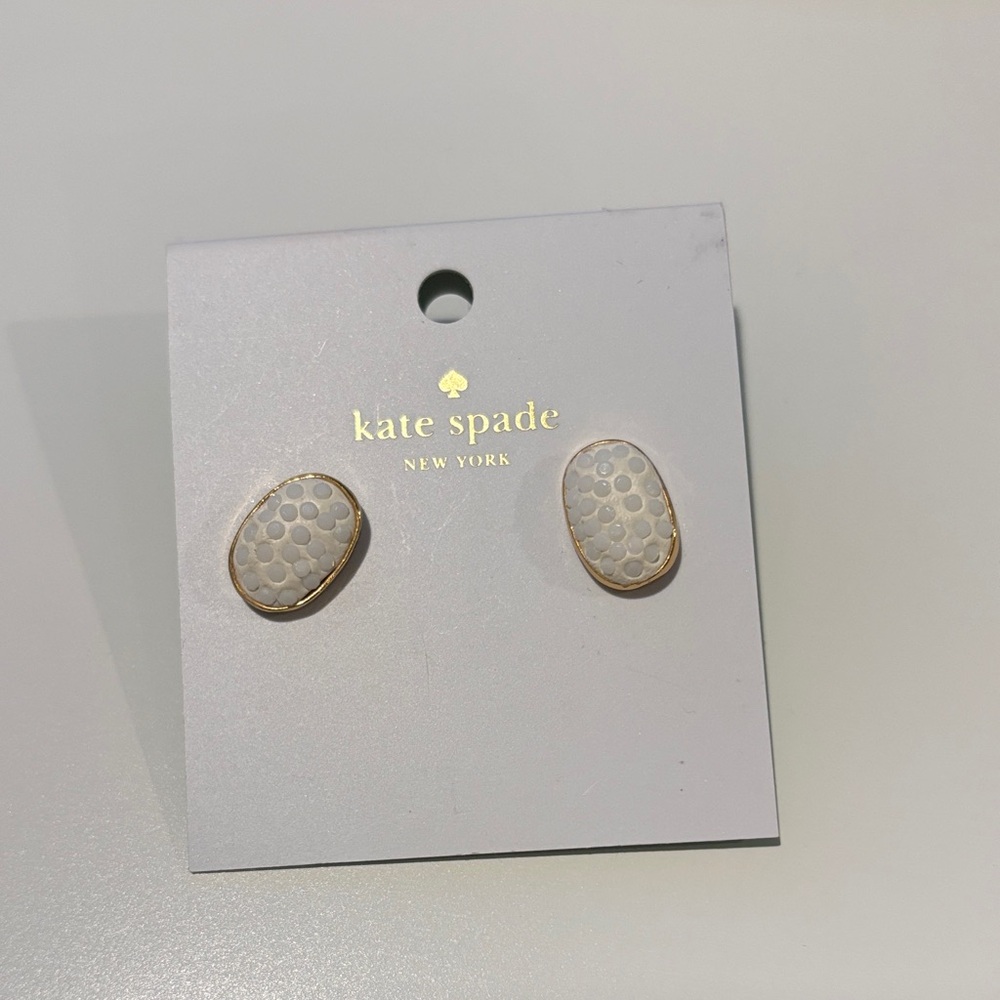 Kate Spade Gold and White Stud Earrings
